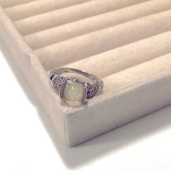 1Ct. Cushion Imitation Opal Leaf Ring - Picture 5 of 7